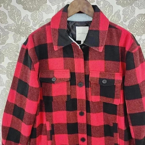 NWT Avec Les Filles Shaket Plaid Wool Blend Quilted Button Women's Coat M 501 - Picture 3 of 10